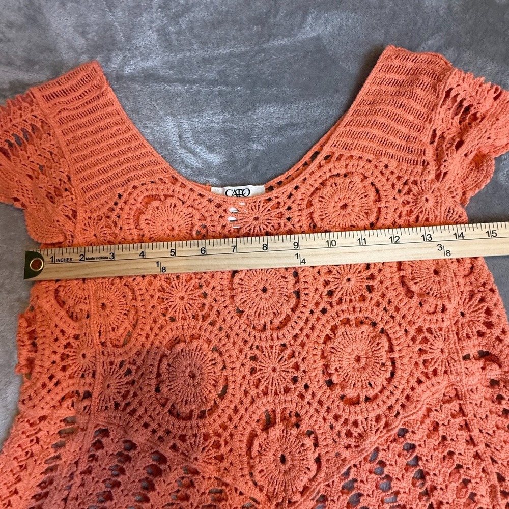 Cato Coral Crochet Lace Tunic Top Size Small Boho Beach Cover Up - Picture 6 of 9